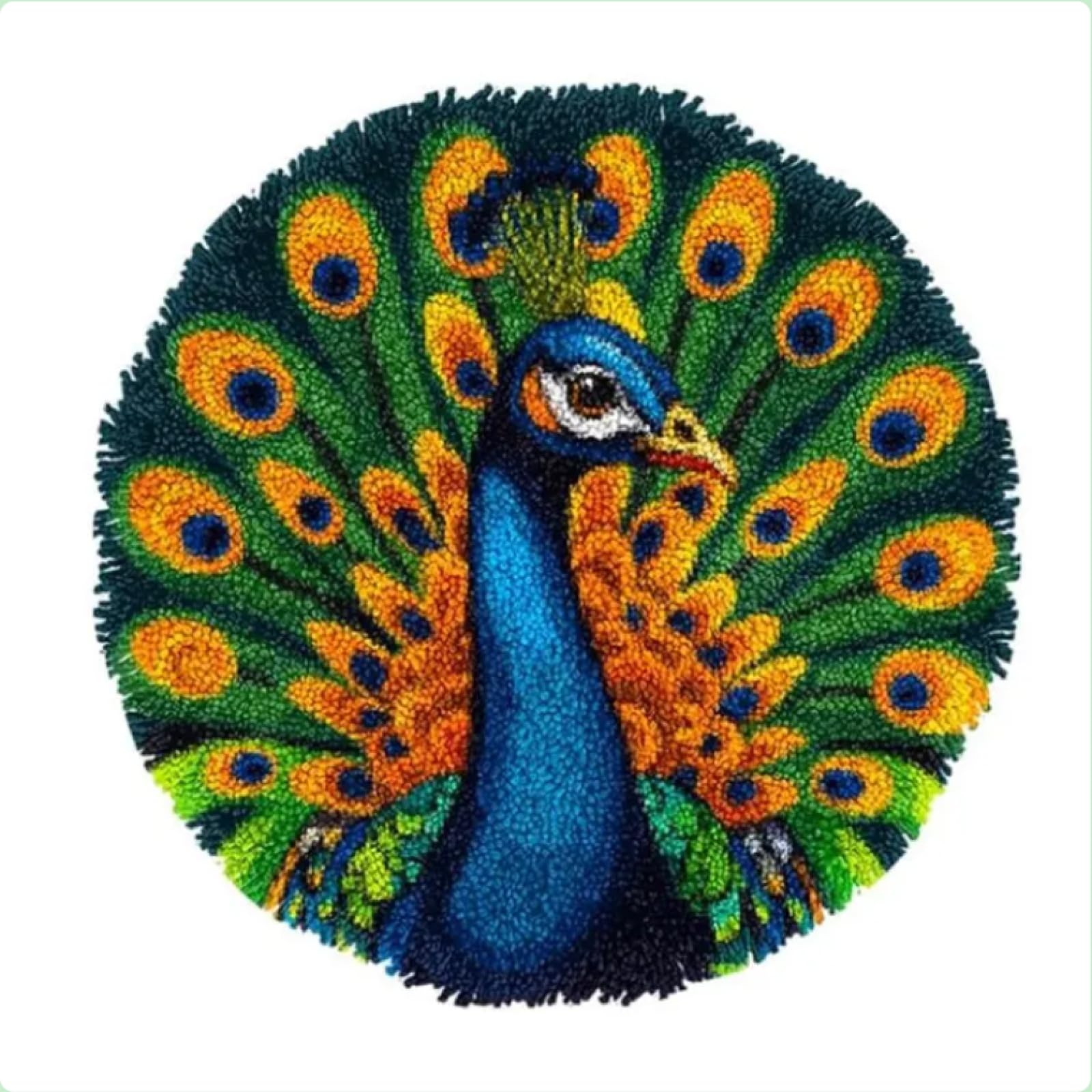 XDEGHUANGSS Peacock Latch Hook Rug Kit: DIY Stamped Crochet Carpet