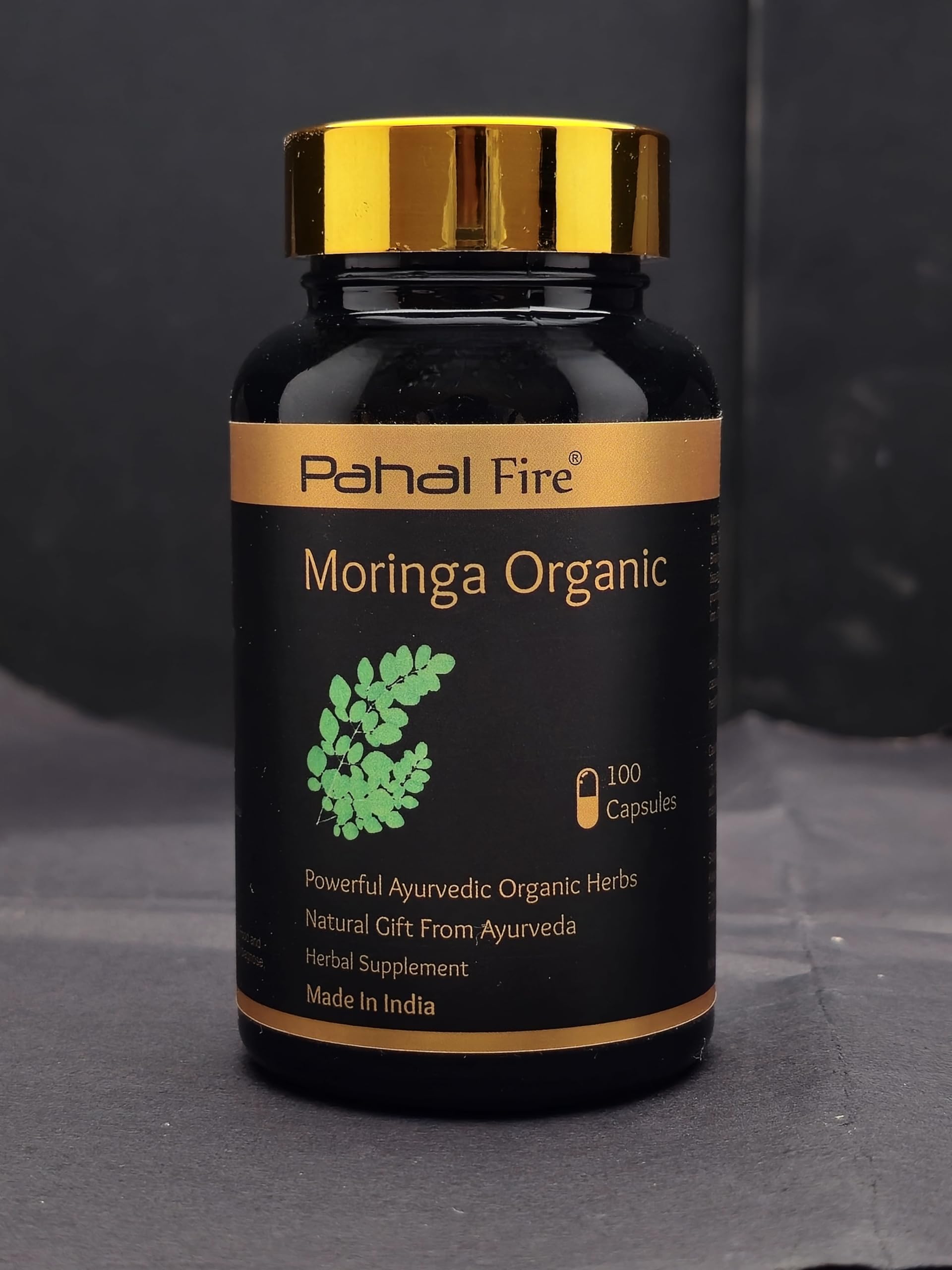 Moringa Organic Herbal Supplement 500mg pr Serving 100 Capsules 50 Days Supply for Green Superfood Antioxidant Support and Multivitamin Wild harvested in India with Lab Test Report