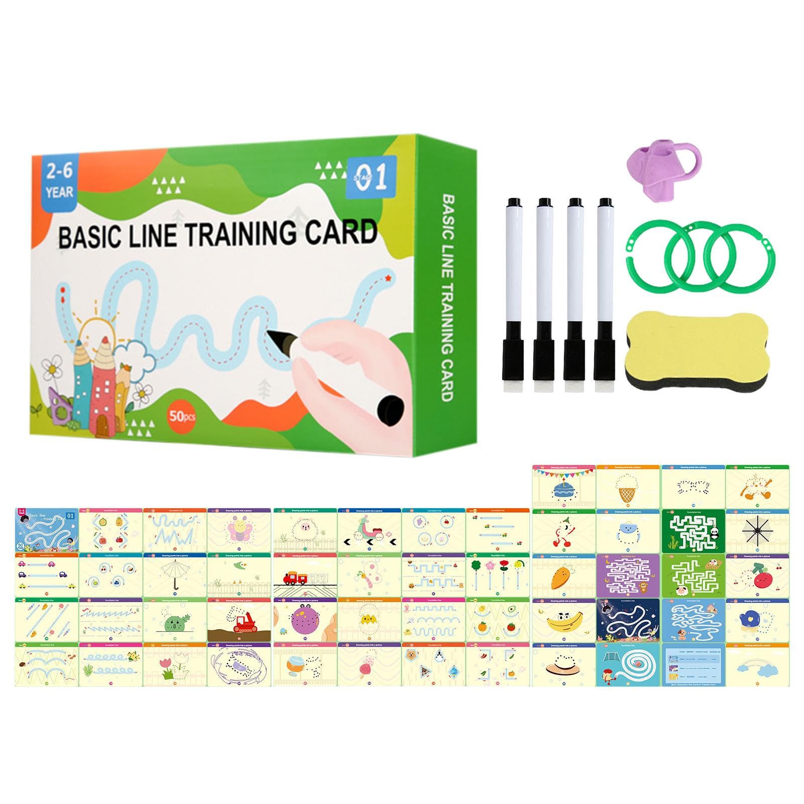 YabauuopPen Control Workbook | Erasable Educational Pen Control Book | Sturdy Tracing Books Learning Toys Skill Development Educational Tool for Preschoolers