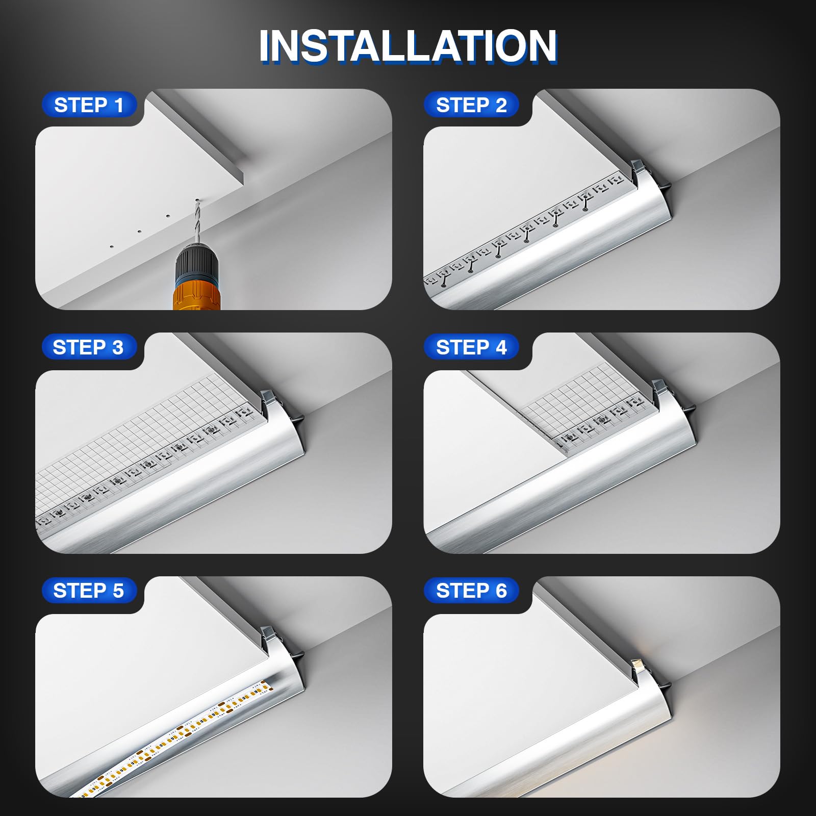 Profilo a LED Alumino 2 m x 15 (30 m) per strisce LED fino a 19,7 mm, lunghezza 2000 x 90 x 57,7 mm