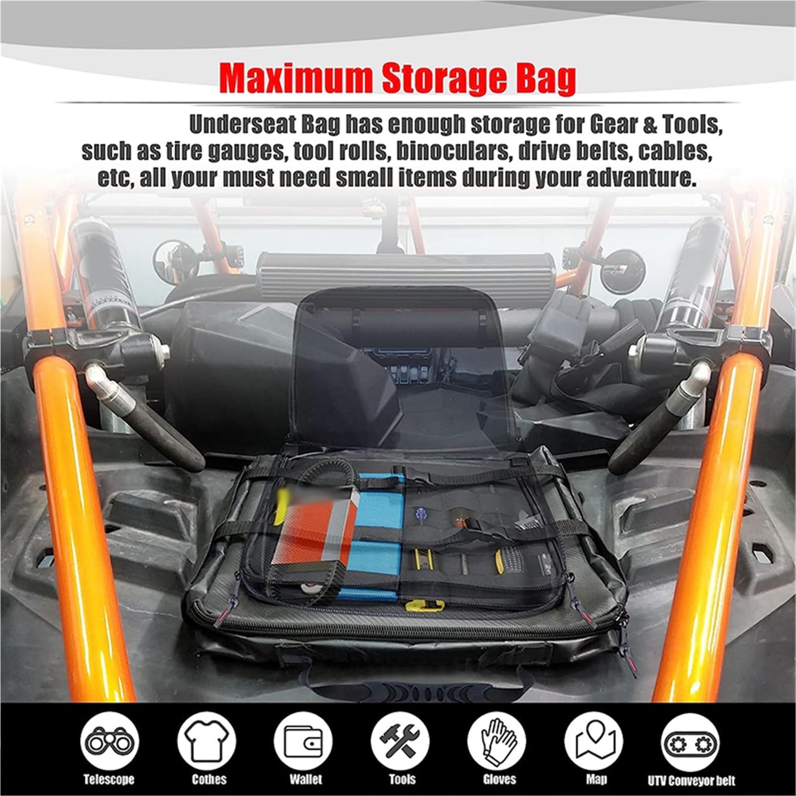 Bolsa De Almacenamiento Debajo del Asiento para Can Am Maverick X3 (2017-2021), PVC, Resistente Al Agua, Antichoque, para Herramientas UTV