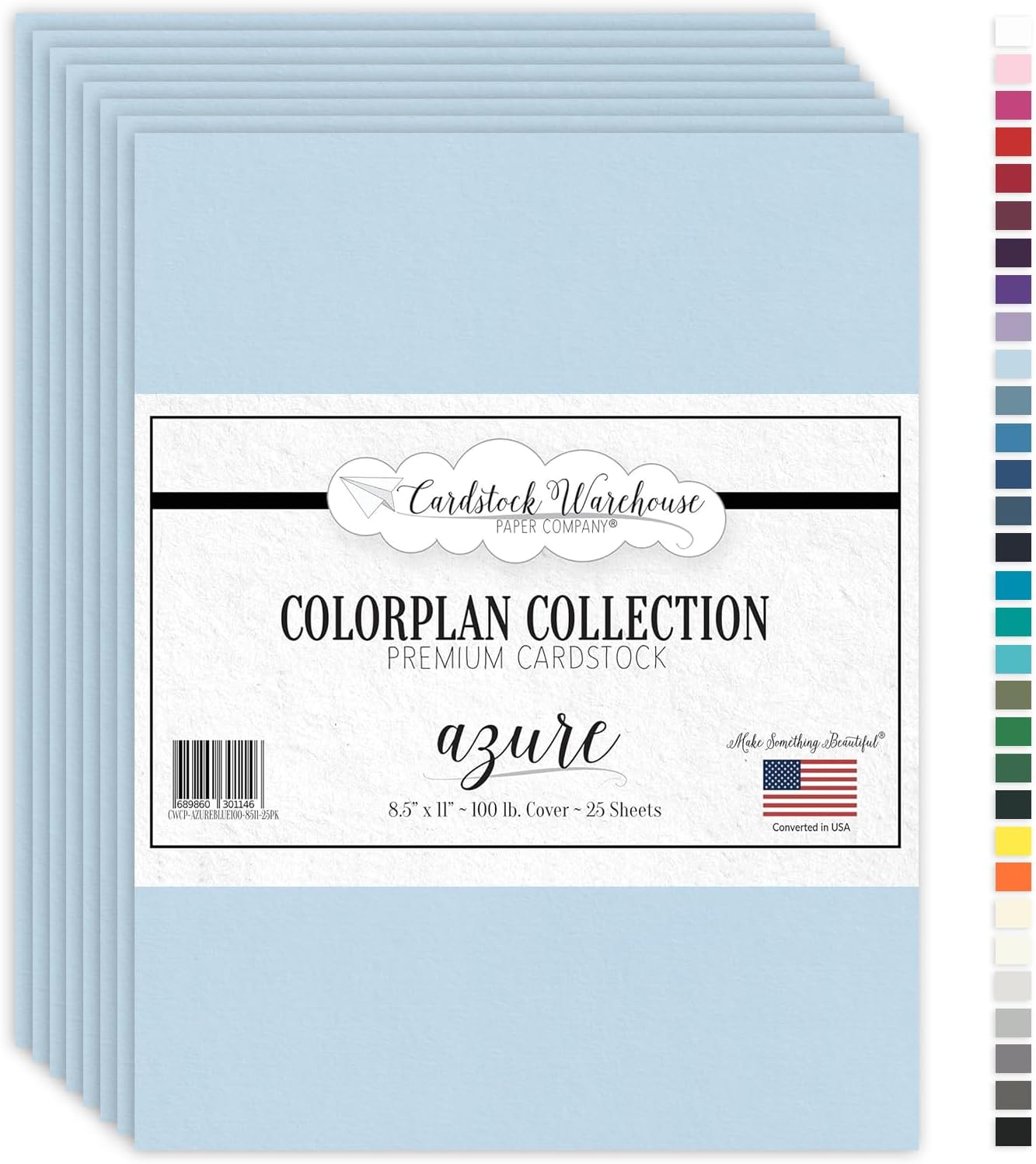 Cardstock Warehouse Paper Company Colorplan Azure Blue - 8.5 x 11" - 100 Lb. / 270 Gsm Matte Premium - 25 Sheets