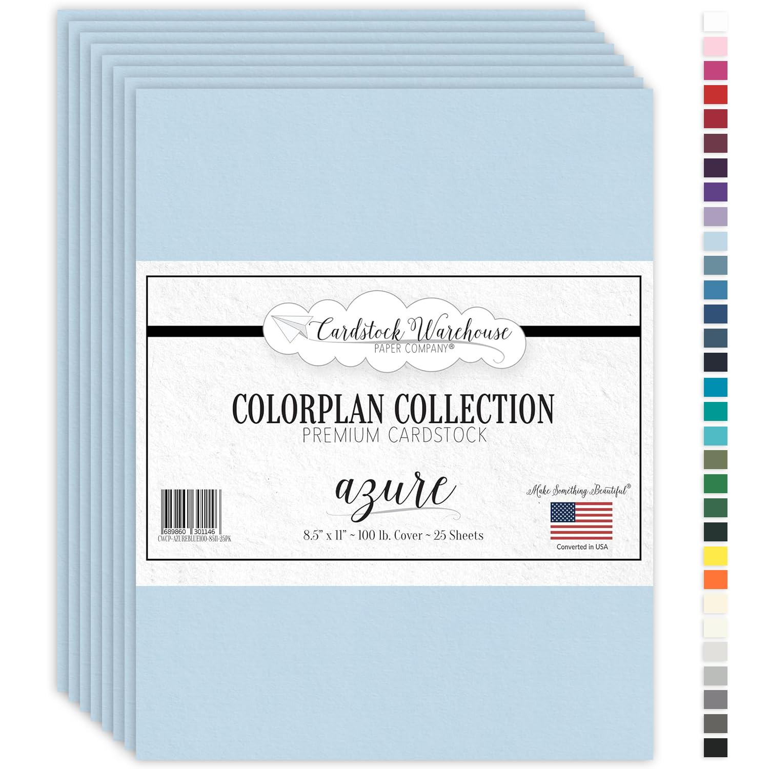 Cardstock Warehouse Colorplan Azure Blue Cardstock Paper – 25 Sheets, 8.5 x 11" – 100 lb. / 270 GSM Premium Matte Cover Cardstock for Invitations, Card Making, Scrapbooking & DIY Projects