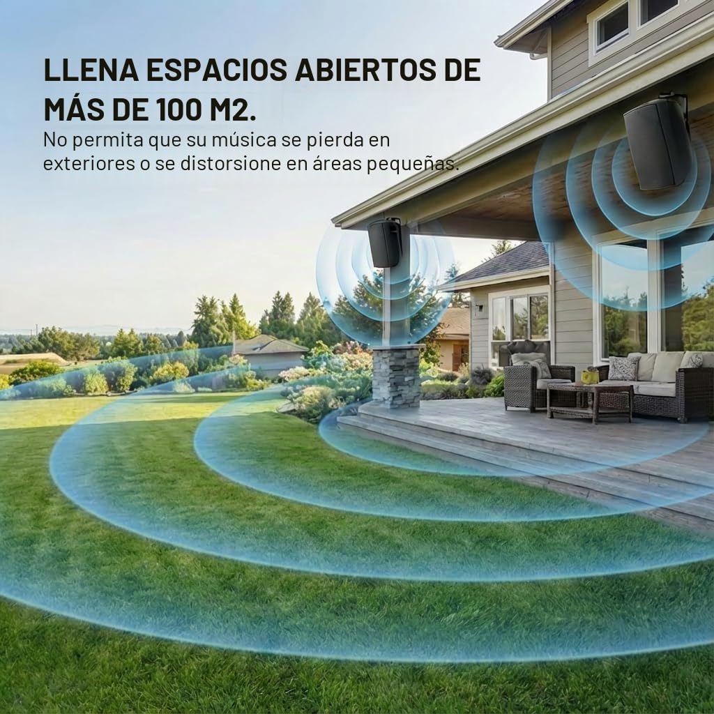 Herdio 8 Pulgadas 600W Bluetooth Altavoces para Exteriores, Impermeable Altavoz Exterior para Espacios Amplios (Áreas Comerciales, Patios Amplios)