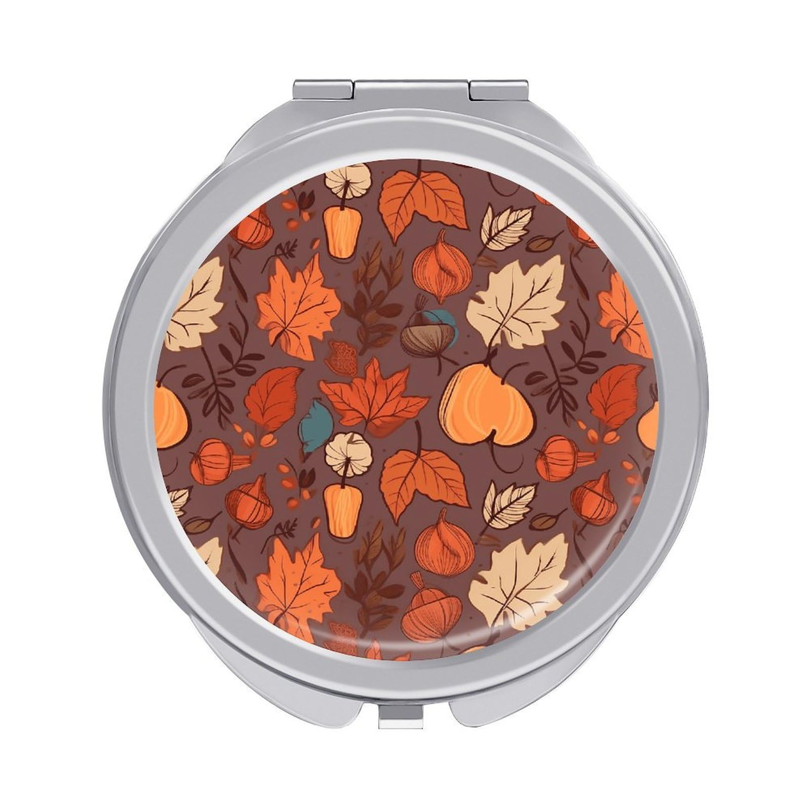 VstaDank Fall Travel Makeup Mirror Cute Compact Mirror for Women 1X/2X Magnifying Metal Pocket Makeup Mirrors Folding Round Makeup Mirrors for Handbag Wallet & Gift