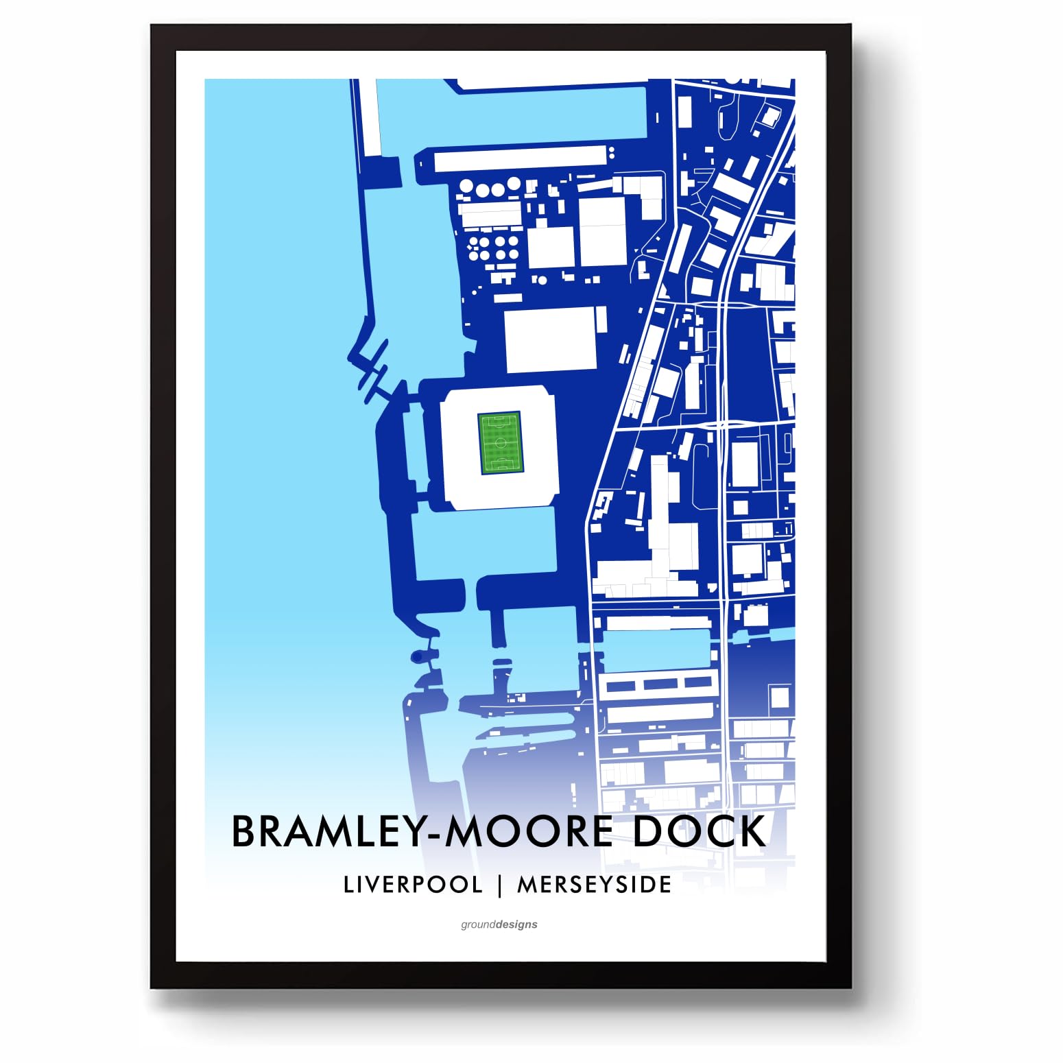 GroundDesigns EVERTON FC Football Gift BRAMLEY-MOORE DOCK Hill Dickinson