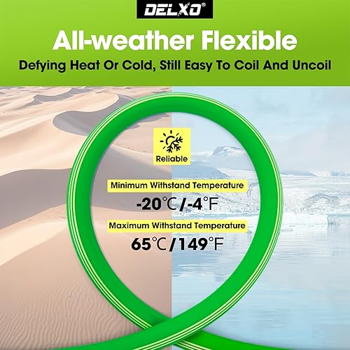 Miniatura 4 de Delxo Manguera de jardín con boquilla, manguera de agua no expandible de 34 pulgadas x 50 pies con interfaz de aleación de aluminio, manguera