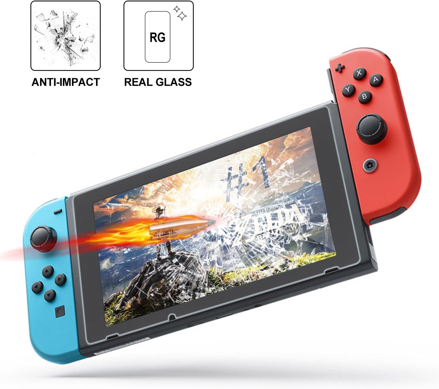 AWINNER Glass for Nintendo Switch,Screen Protector Ultra-Clear Tempered-Glass for Nintendo Switch 2017 (2-Pack)