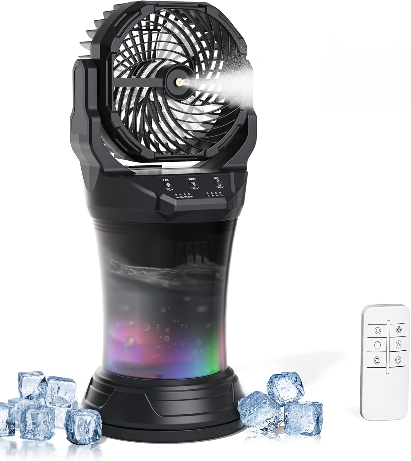 PANERGY Portable Misting Fan with 2L Tank and 4-Speed/Mode Options