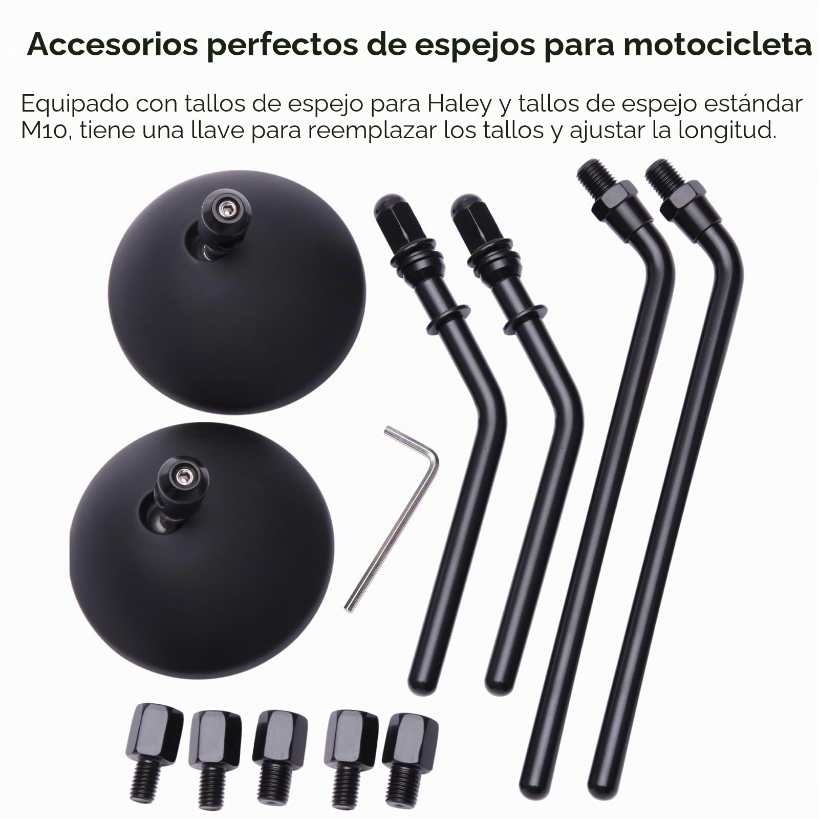 DREAMIZER Espejos Retrovisores Redondos de 3'', CNC 8mm y 10 mm Espejo Retrovisor Universal Compatible con Harley Sportster 883 1200 Softail Dyna Cafe Racer Cruiser Chopper Bobber Scooter E-Bikes