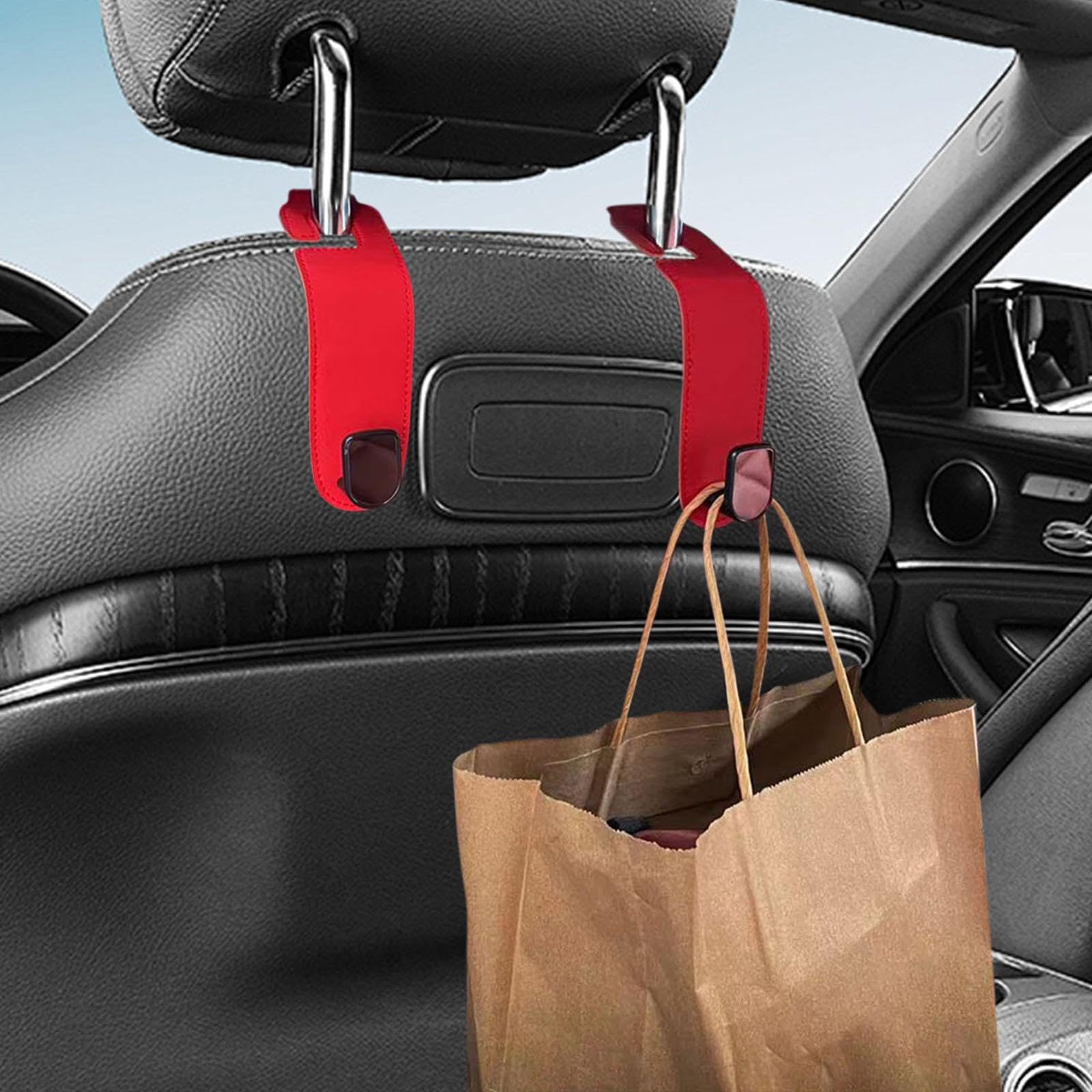 Bnf® PU Leather Car Auto Seat Back Hanger Organizer for Groceries Bag Sturdy Red | Parts & Accessories | Car & Truck Parts | Interior | Seat Covers'-image-49