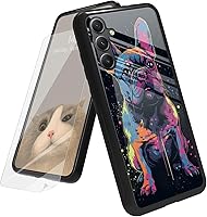 Vista 108 de Funda para Samsung Galaxy A12 5G con protector de pantalla, parte trasera de vidrio templado + TPU de silicona suave que absorbe los golpes