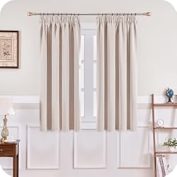 Paneles Modernos MRTREES Cortinas Salon Opacas Fruncidas Termicas Aislantes Frio y Calor Moderno Elegante para Dormitorio Infantil Bebe Habitacion Juvenil 2 Paneles 117 x 137 cm Beige