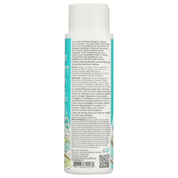 Pacifica Beauty, Coconut Power Strong & Long Moisturizing Shampoo, Hydrating + Nourishing, For Dry, Damaged, Color Treated Hair, Silicone Free, Sulfate Free, Vegan & Cruelty Free 2