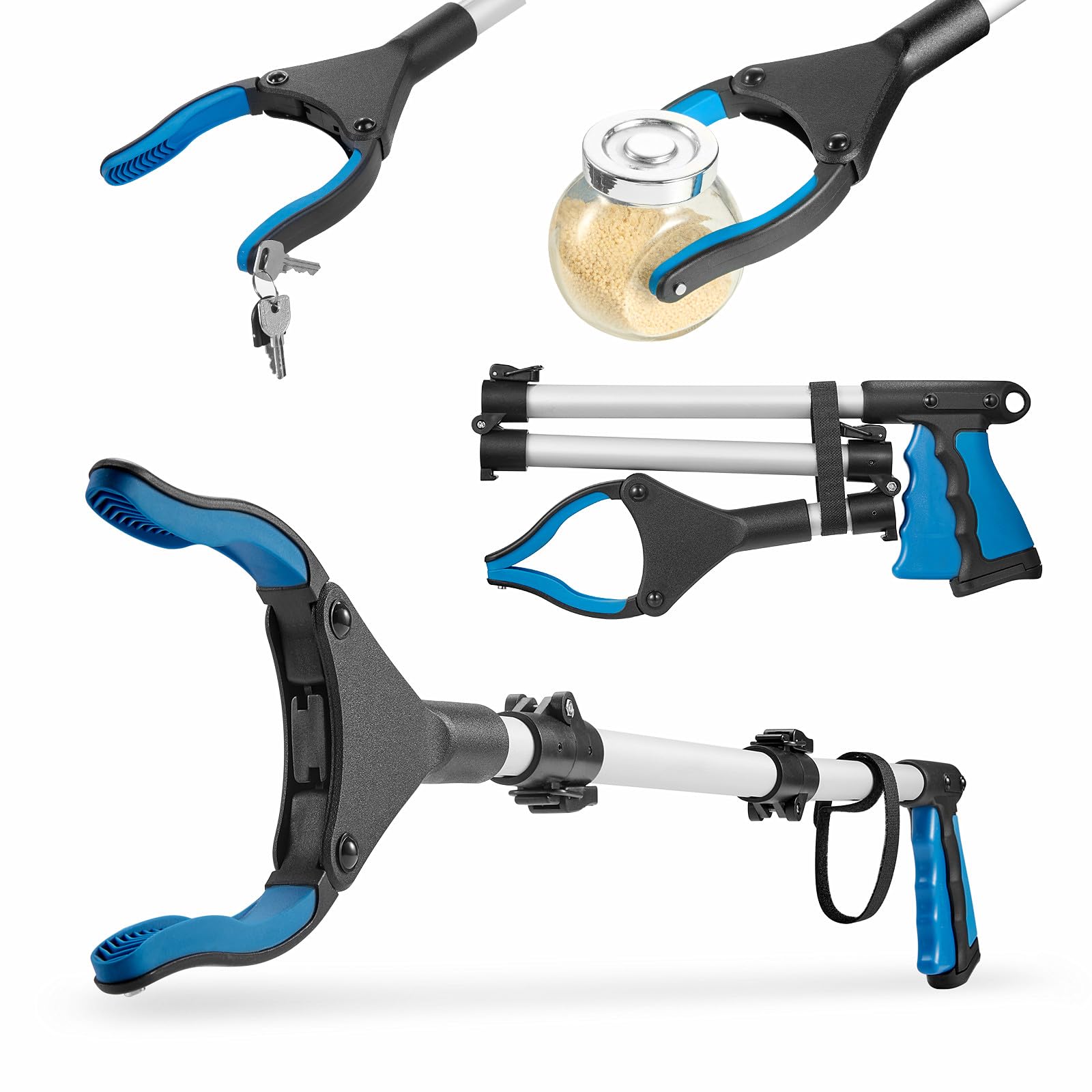 ksricfy Upgraded 31 Inch Grabber Reacher Tool for Seniors, Trash Picker Upper- Anti Slip Wide Jaw, Stable Center of Gravity, Folds to 12.8 Inch Easy Storage Ideal for Trash Pickup & Surgery Recovery