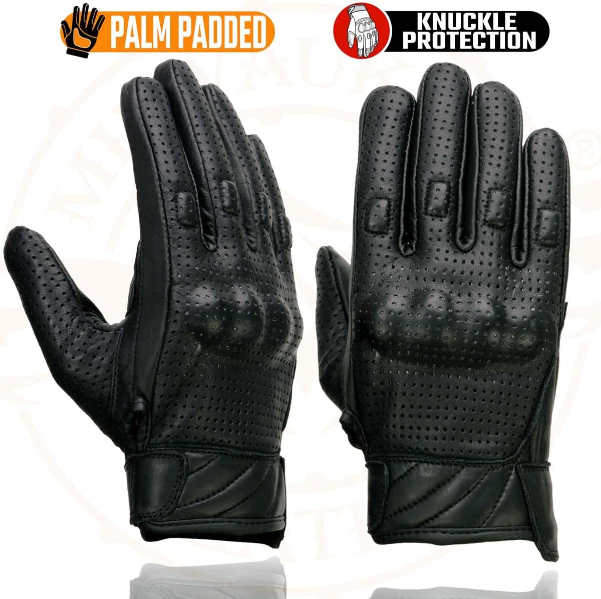 Milwaukee Leather Men's Leather Motorcycle Riding Hand Gloves - X-Small, Mg7500-black