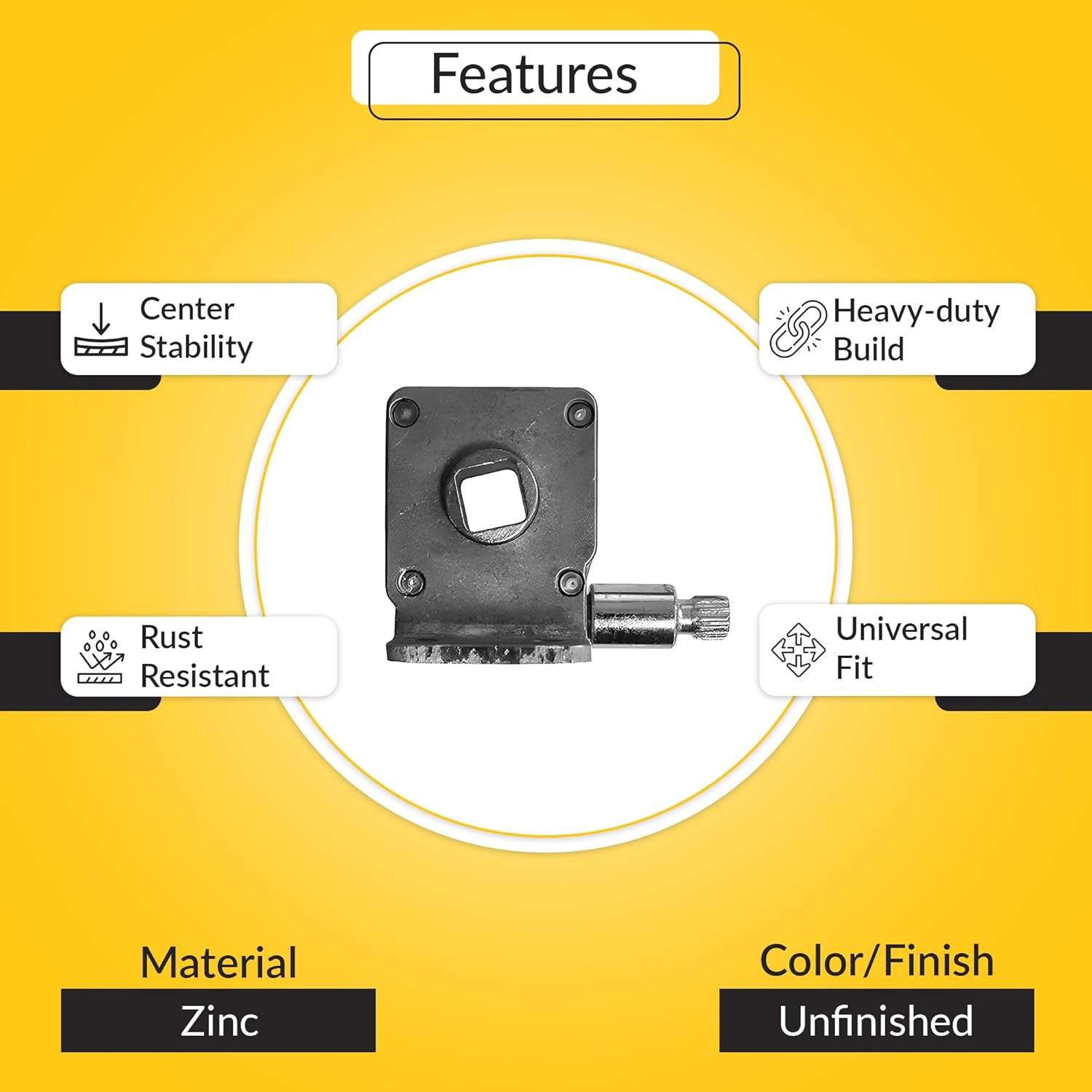 BRIXWELL Center Mount Square Operator, Zinc Construction, Unfinished, 5/16" Square Shaft Hole, 1 x 11/16" Mounting Holes, 0.25lbs Weight, Fits RV Torque Windows, Fleetwood and Mobile Home Windows