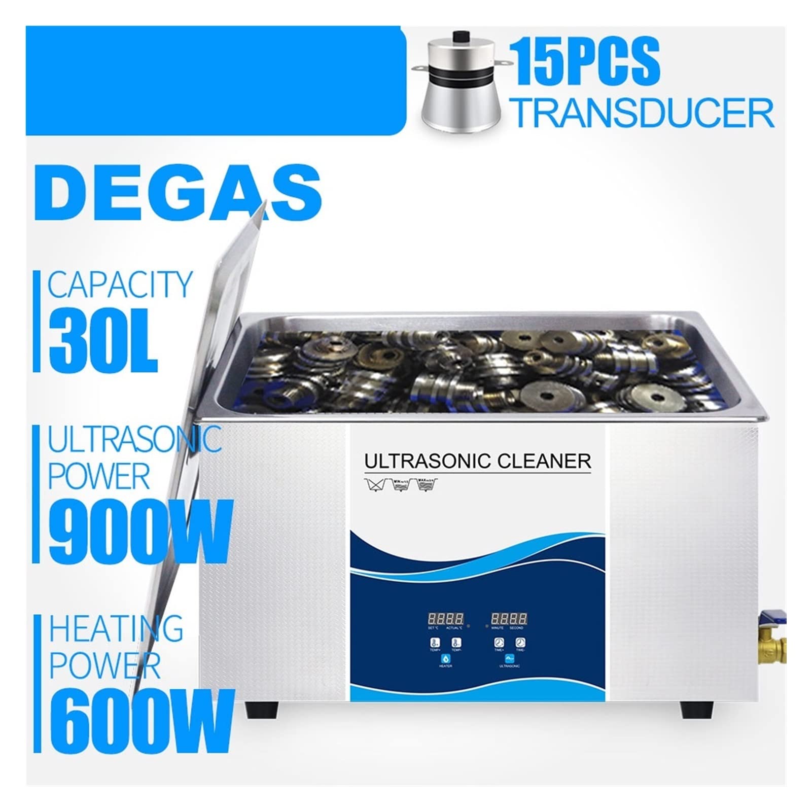 Urządzenie do czyszczenia ultradźwiękowego Digital Ultrasonic Cleaner 3 0L 900W Z pistoletem czyszczącym pociskami Auto części silnika(900W)