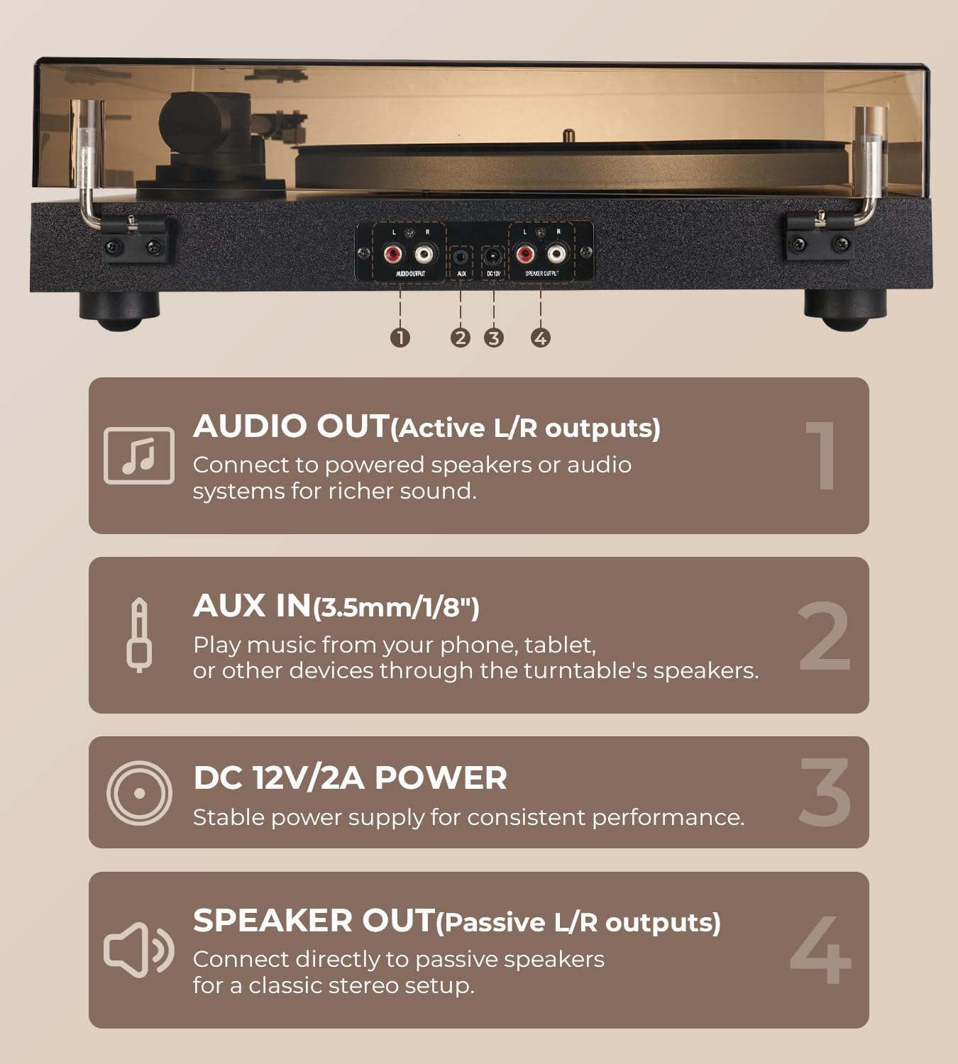 Vangoa Vinyl Record Player with 40W Speakers, Belt-Drive Stereo Turntable, Magnetic Cartridge AT-3600L, Aluminum Platter, Hi-Fi, 2 Speed, LED Lighted Modern Bluetooth Turntable for Vinyl, Black