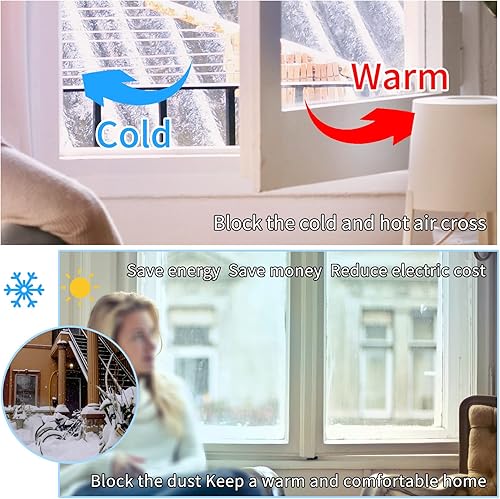 Miniatura 3 de Cinta de sellado de ventana para invierno transparente, 2 pulgadas x 9.84 pies, cinta aislante de sellado para ventanas y puertas, sellador de