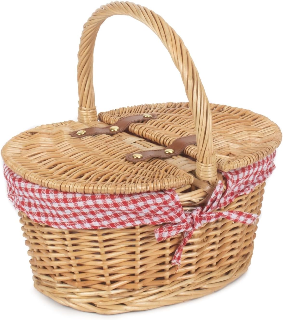 Red Hamper Child's Lined Oval Lidded Picnic Basket