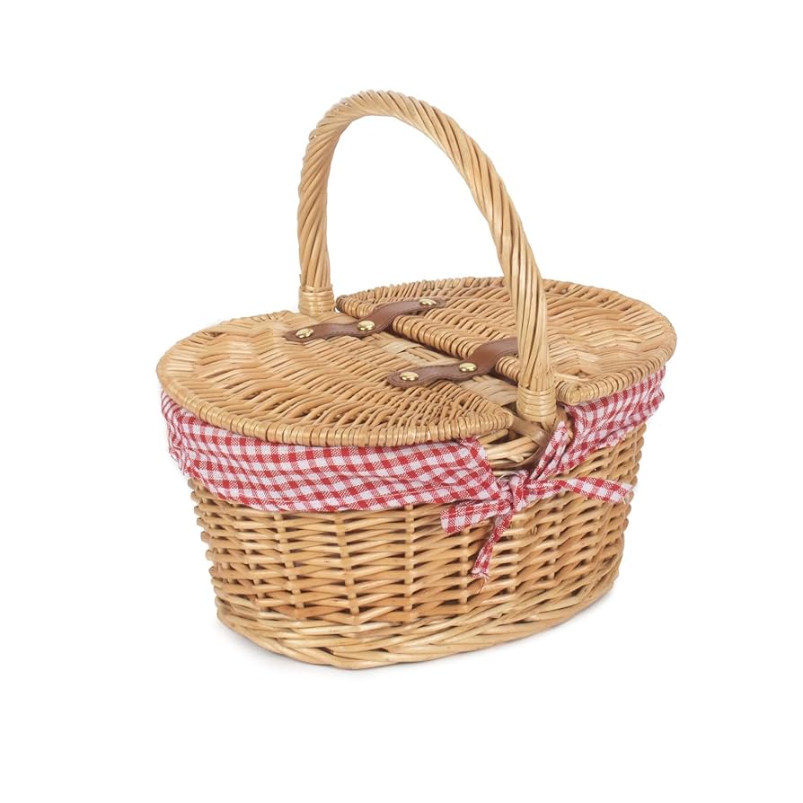 Red Hamper FH139 Wicker Oval Green Tweed Fitted Cool Bag Drinks Picnic