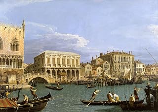 View of the Riva Degli Schiavoni Venice Italy City Painting By Canaletto Italian Painter 28"X40" Image Size on CANVAS Fine Art Print Poster Shipped Rolled-up