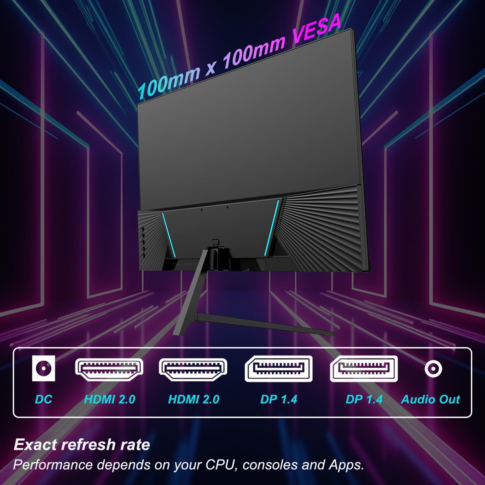 LXZ 27 Inch 4K UHD (3840 x 2160) Gaming Monitor, VA Panel 16:9 Display with FreeSync & G-Sync, VESA 75mm x 75mm, HDMI 2.0 * 2，DP1.4 * 2 — view 6