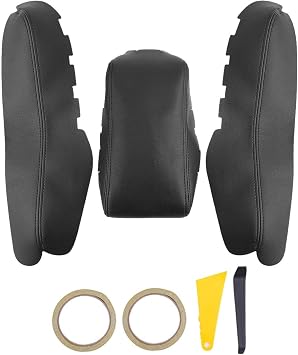 Center Console Armrest Pad Covers-Car Arm Rest Seat Box Leather Protector Fit for Honda Civic 2016-2020Black with Black Line