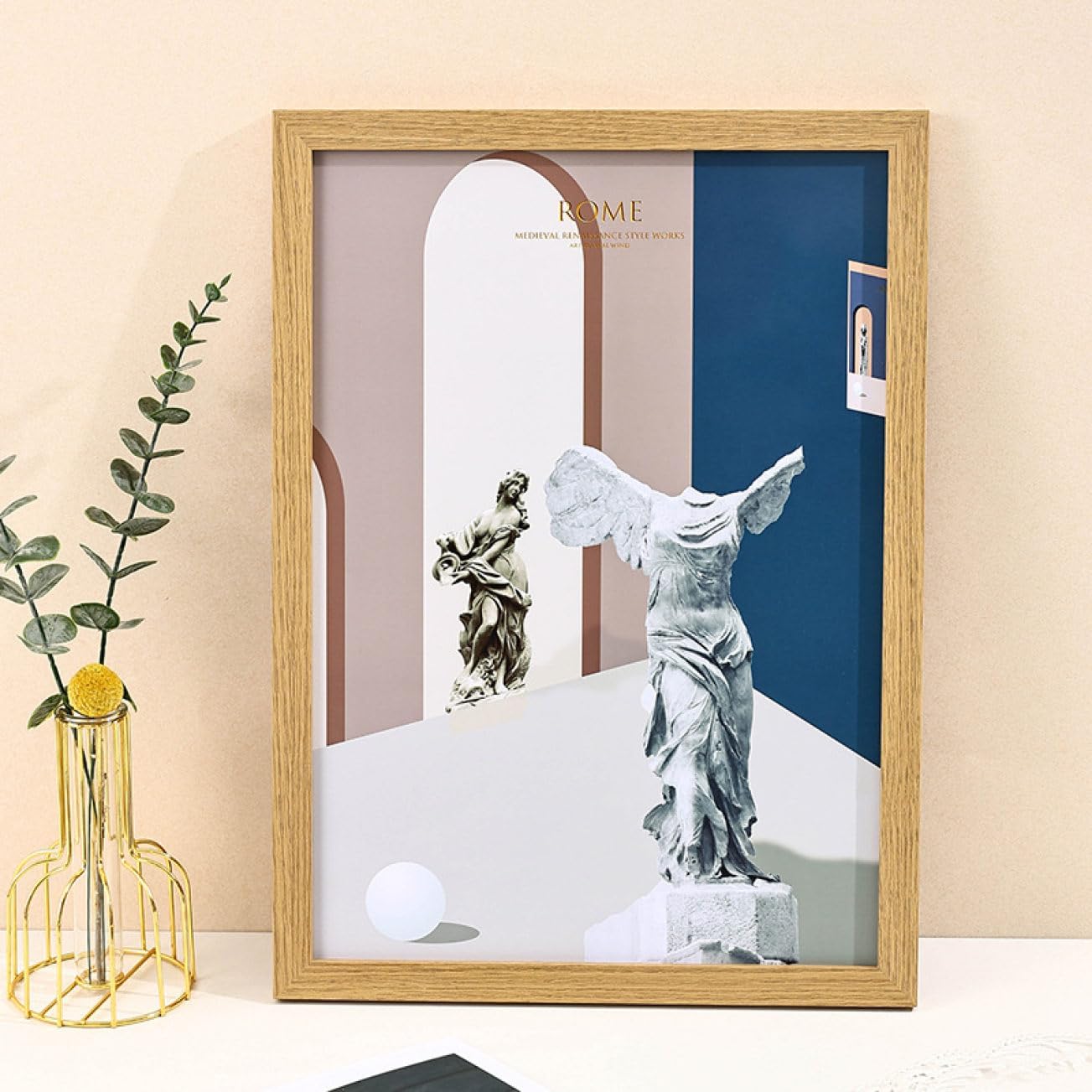 [ＶＡＮＤＲＯＵＰ] フォトフレーム 水彩画 風景写真 現代風 ブラック 茶色 絵 カラー4 写真 ポストカード アートフレーム お