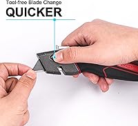 Vista 6 de HAUTMEC Heavy-Duty Utility Knife, Safety Box Cutter with Auto-Retracting & 3-Position Locking Dual-System, Built-In Wire Stripper, Blade Storage and