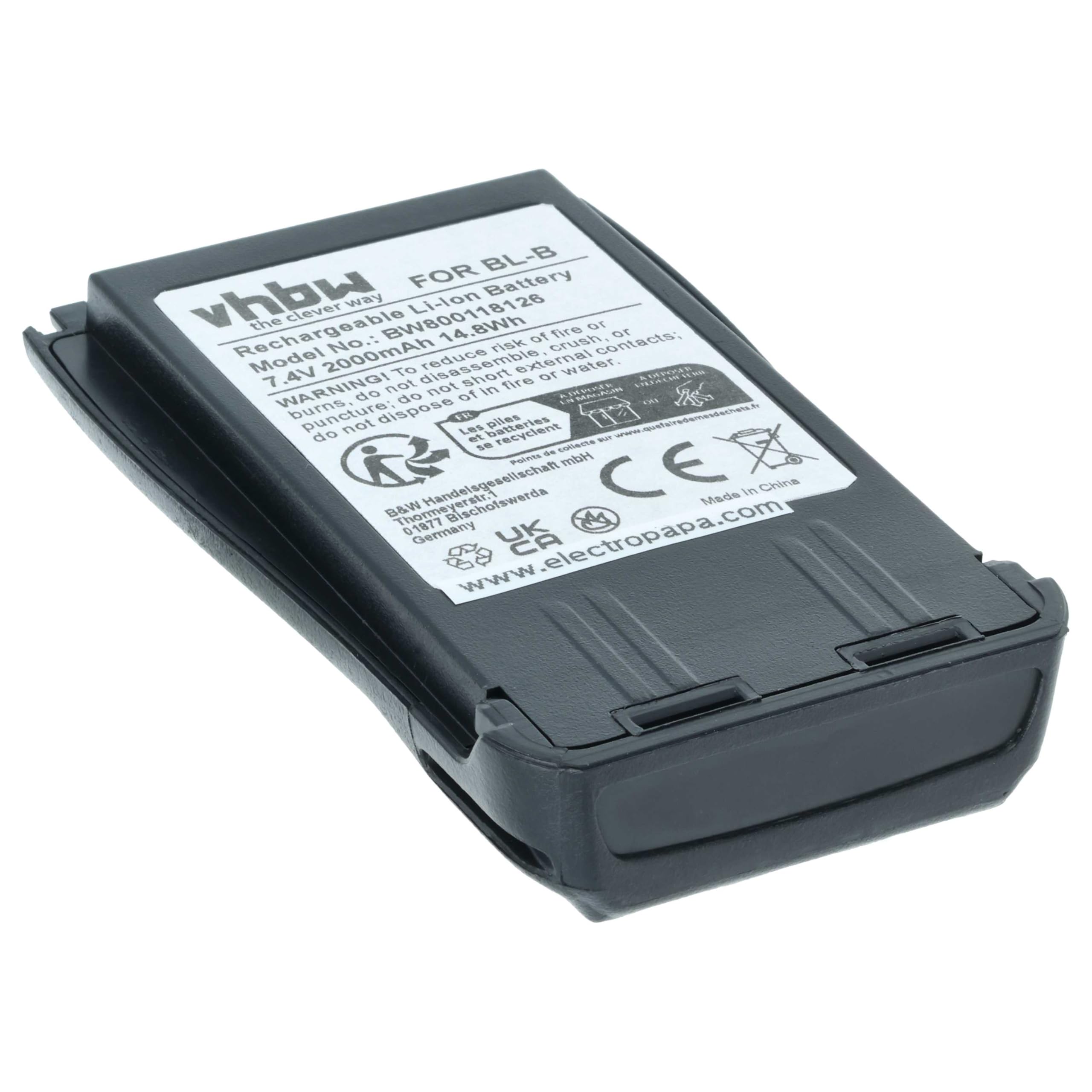 vhbw Batterie Compatible avec Baofeng UV-B6, UV-B5 Radio Talkie-walkie (2000mAh, 7,4V, Li-ION)