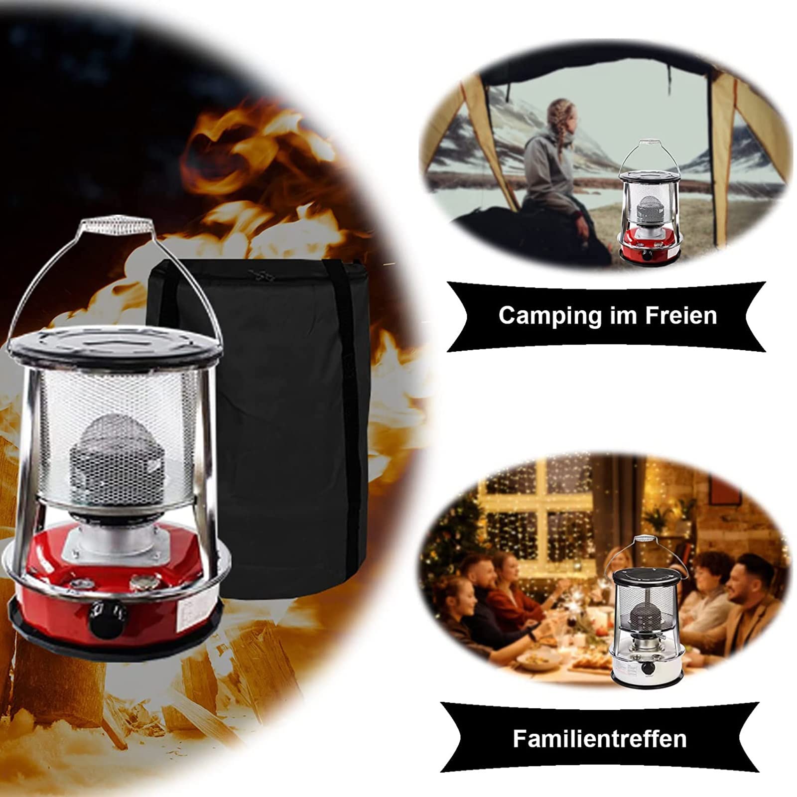 3000W Petroleumofen Für Innenräume - Mobile Heizung Ohne Strom - Tragbarer Petroleumheizer Für Camping Und Kochen - Effizienter Ofen Mit Umfallschutz Und 7 Dochte