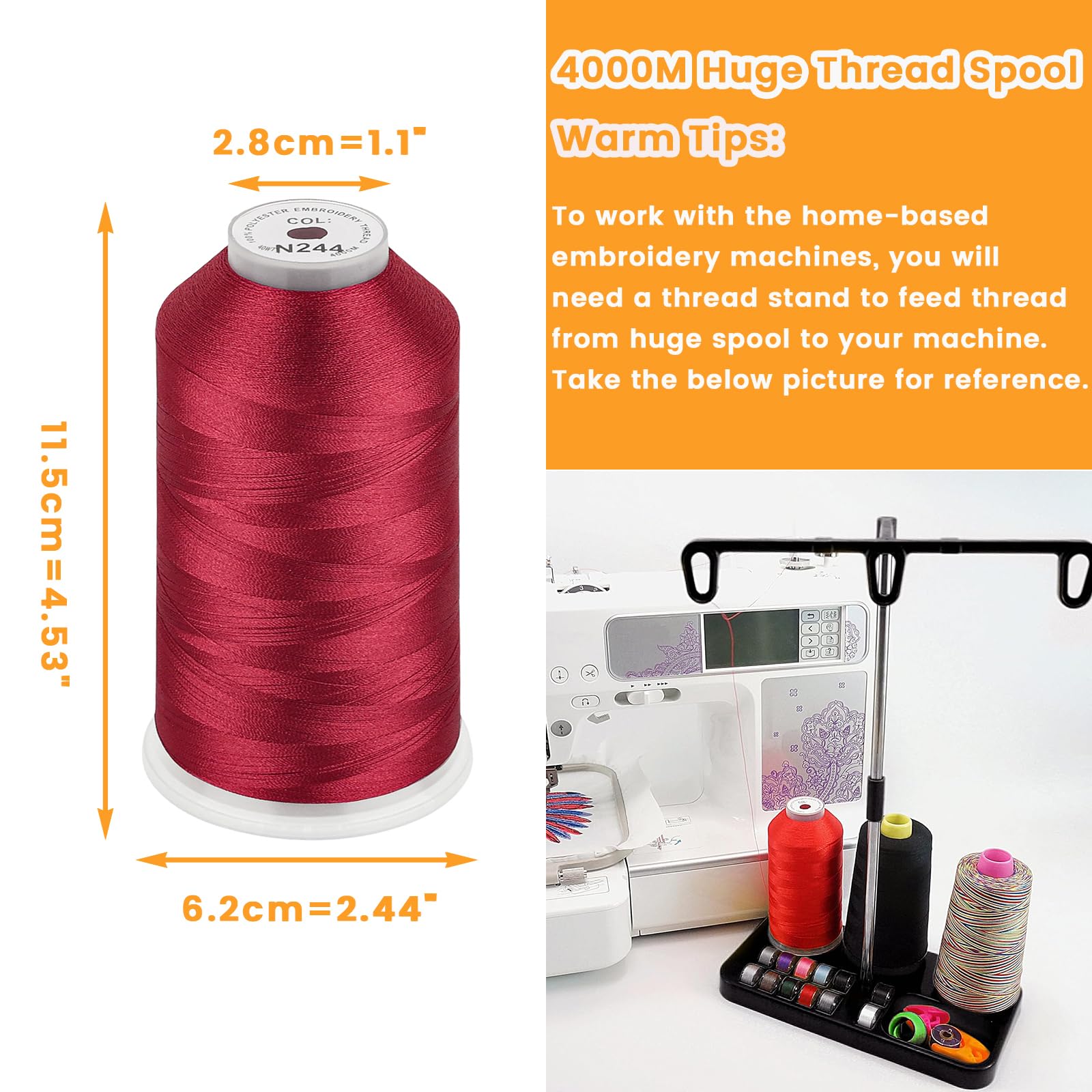 Amazon.com: New brothread - Single Huge Spool 4000M Each Polyester