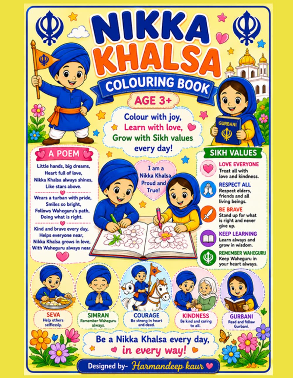 Nikka Khalsa Coloring Book for Kids: Color with Joy, Learn with Love and Grow with Sikh Values Everyday