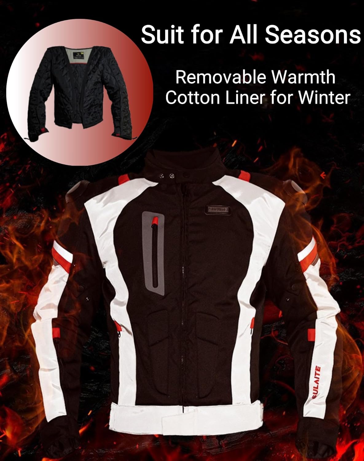 Men's Motorcycle Jacket with CE Armor & Aluminum Shoulder Waterproof All Season Motorbike Riding Protective Gear