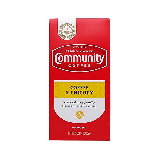 Community Coffee Coffee & Chicory Blend 23 onzas, café molido tostado oscuro medio, bolsa de 23 onzas (paquete de 1)
