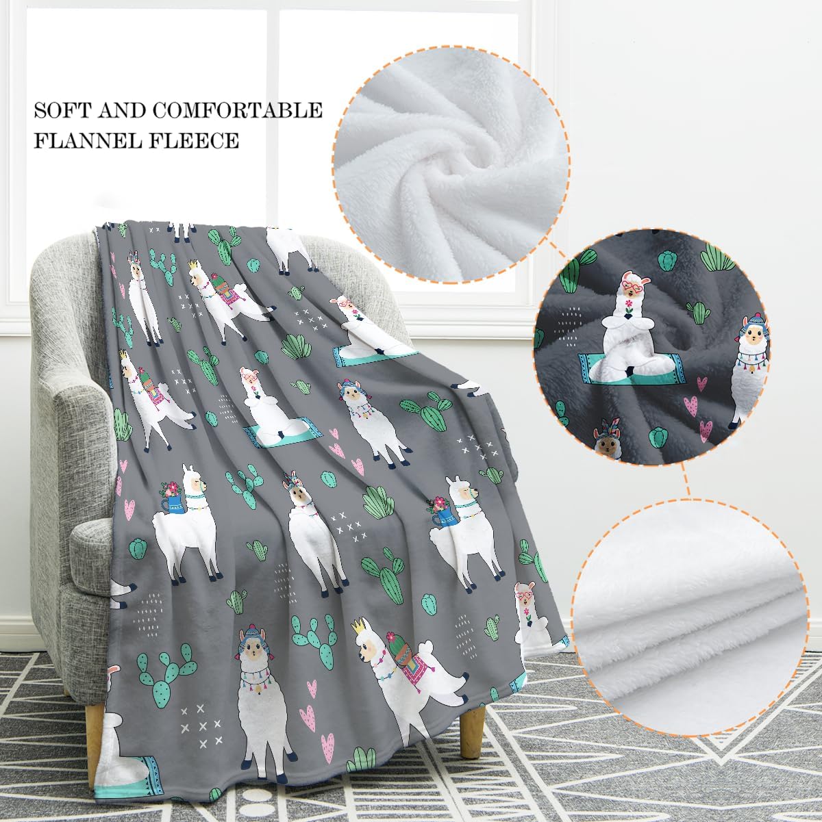 Jekeno Llama Alpaca Throw Blanket Gifts for Women Girls, Llama Gifts Birthday Decorations Party Favors, Llamas Print Throw Blanket Couch Bed Sofa Travelling for Kids Adult