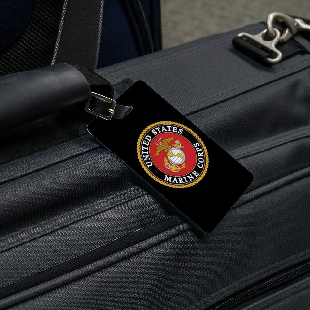  | Marines USMC Emblem Black Yellow Red Luggage ID Tags Cards Set of 2 | Luggage Tags
