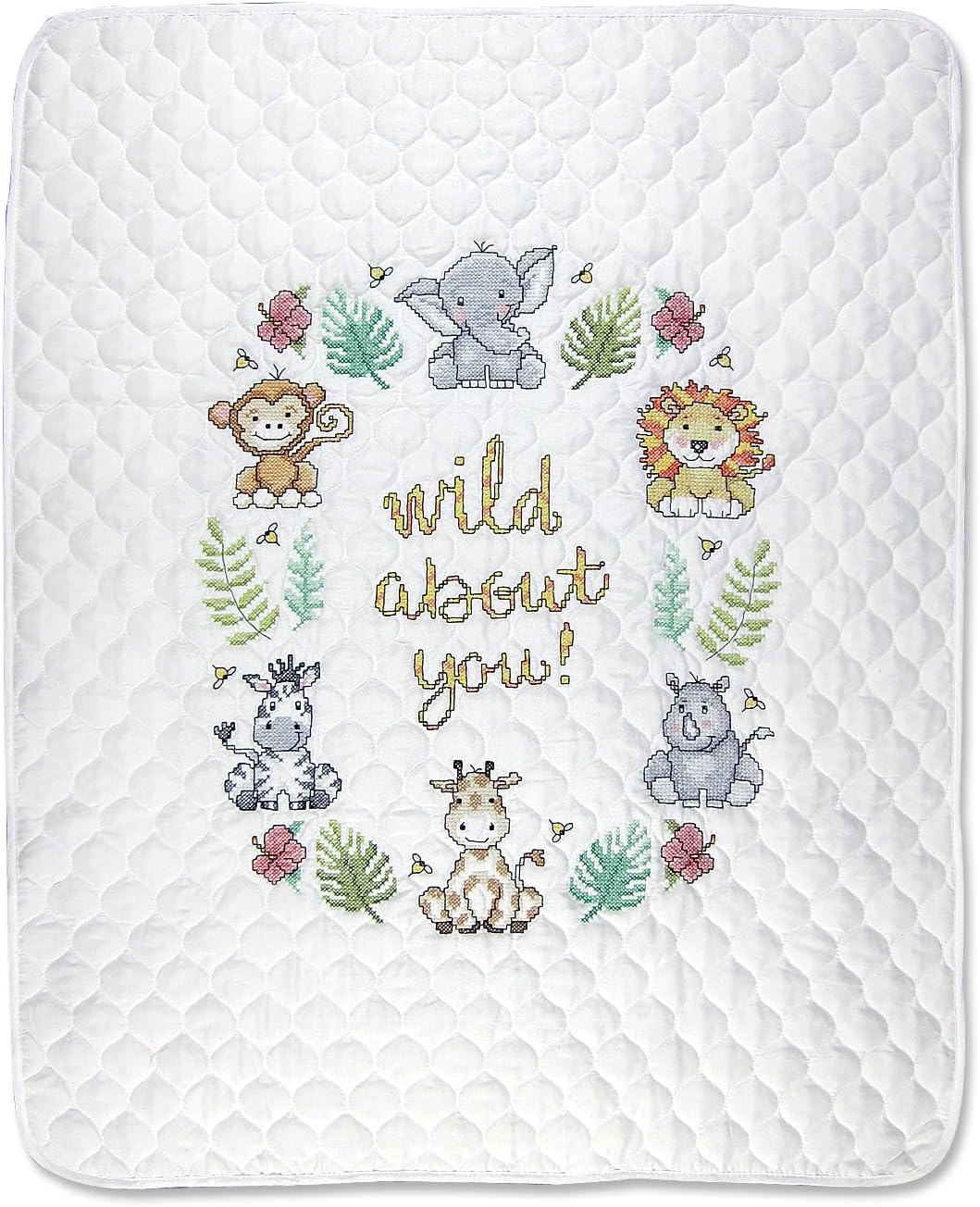 Design Works Crafts Janlynn Stamped for Cross Stitch Baby Quilt Kit, in The Jungle