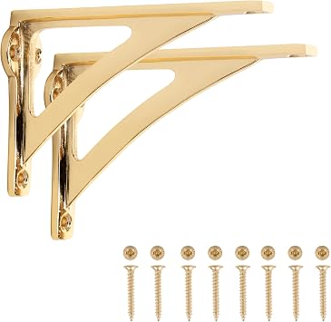 Ironbridge Brass Shelf Brackets 3x4.5in Heavy Duty, Pair