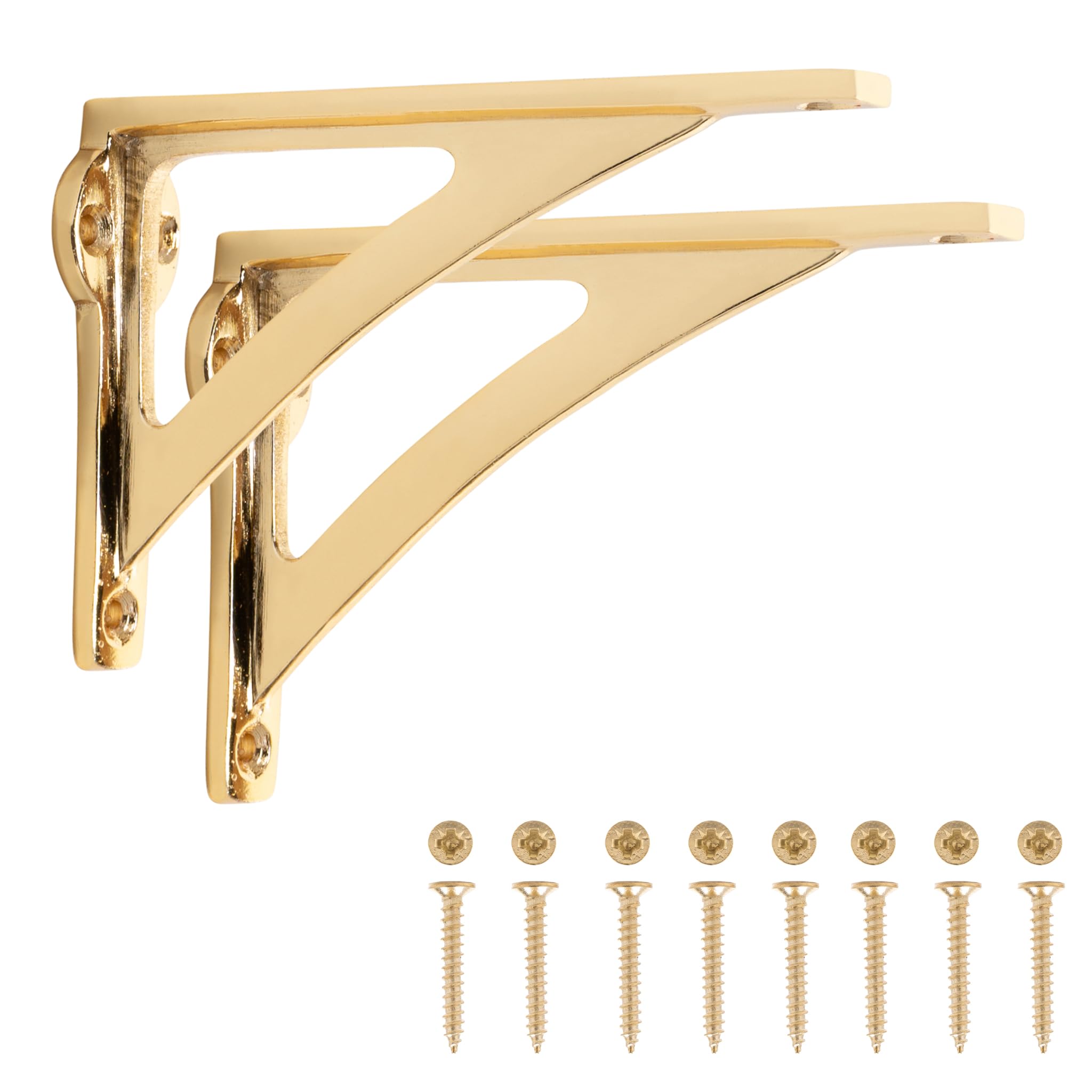 Eduwurxs Brass Ironbridge -Plated Shelf Brackets | Heavy Duty Wall Brackets For Shelves | Rustic Supports For Kitchen, Living Room & Outdoor | 3X4.5 (Pack Of 2)