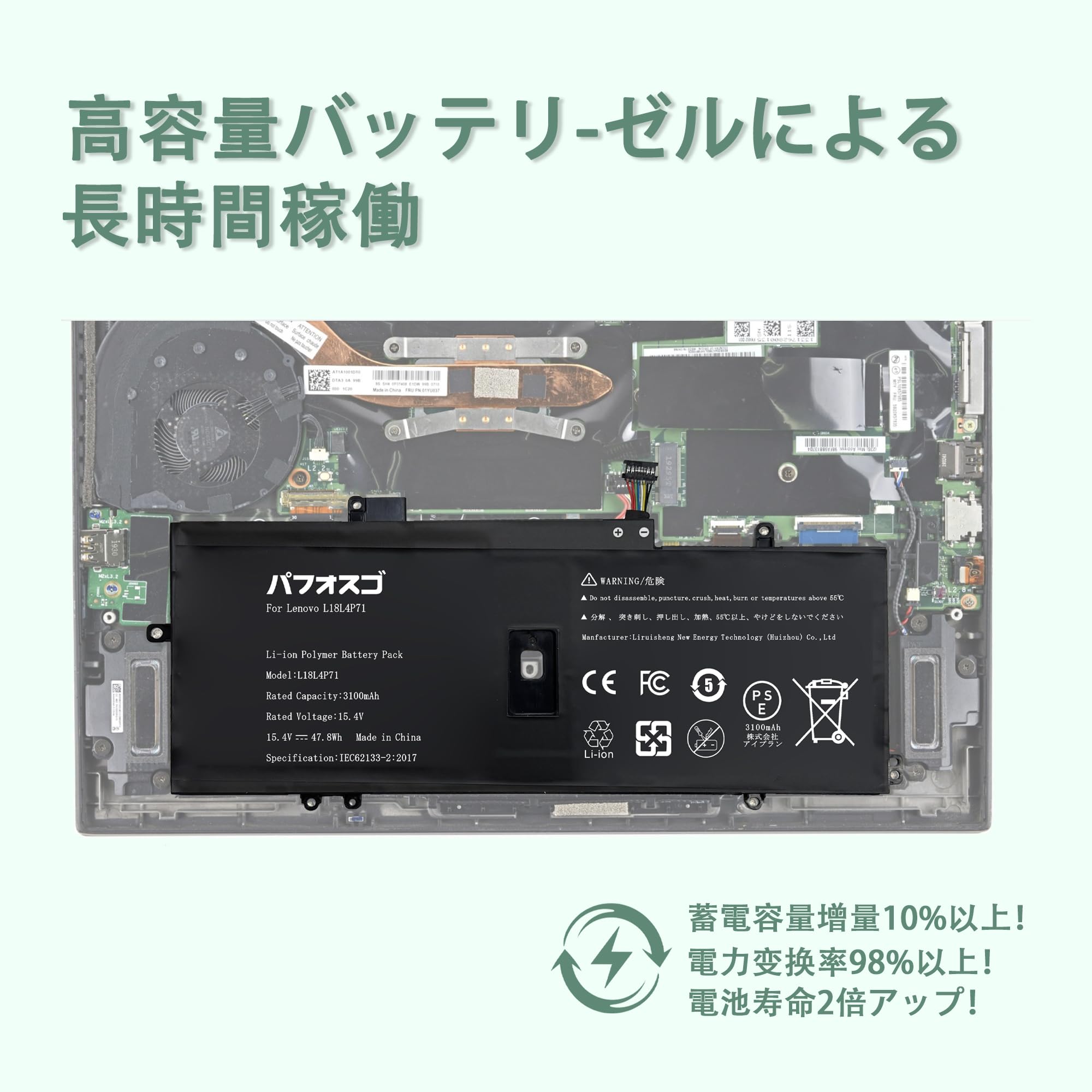 Amazon.co.jp: パフォスゴ for Lenovo L18L4P71バッテリー 交換