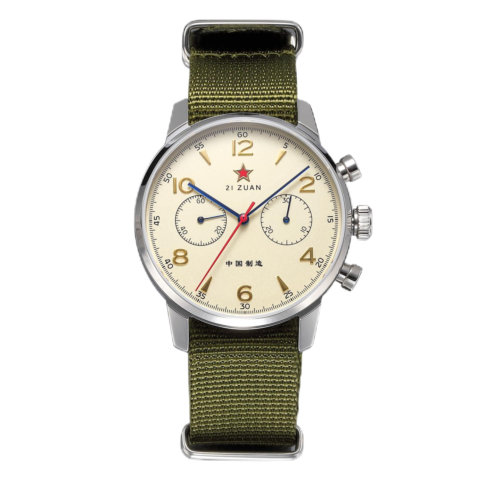 TOPHILL Men's Mechanical Watch 1963 Seagull ST1901 Movement 40mm Aviation Chronograph