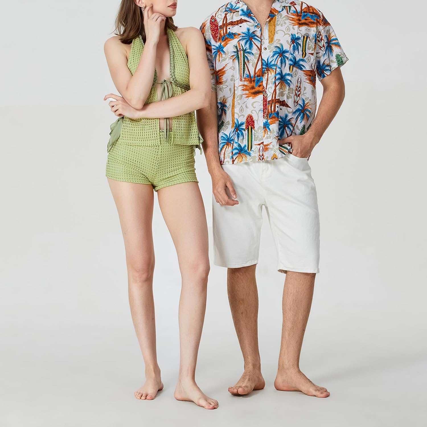 Summer Two Piece Crochet Set for Women Tie Up Halter Open Back Split Cami Tank Top Hollow Out Shorts Beachwear - Image 6