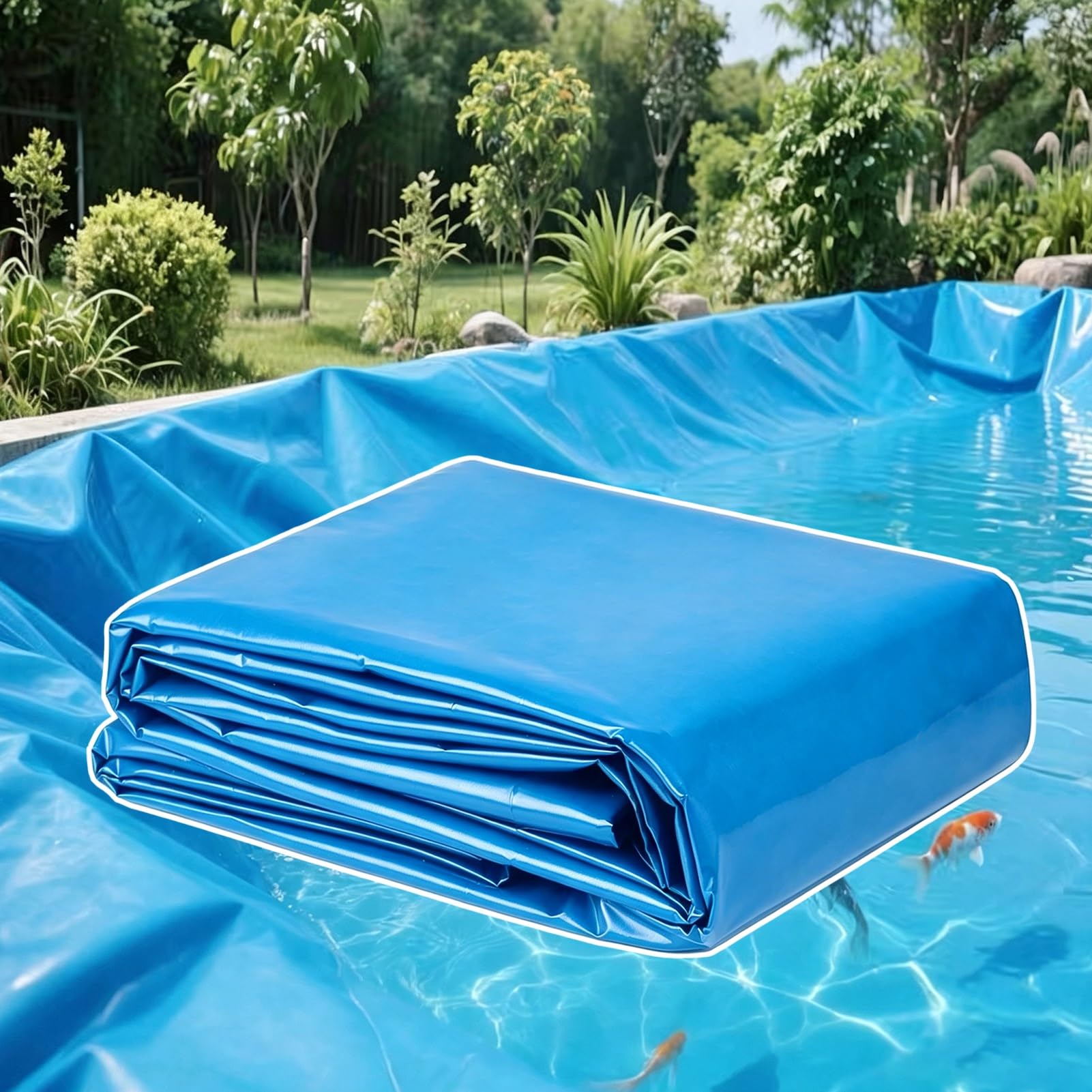 Yopappol Large Pond Liner Underlay 3x4m 4x5m 5x5m 6x8m HDPE Underlay Tarpaulin, Sealing Film, Reinforced Koi Pond Membrane for Aquaculture Farming, Garden Pond, Swimming Pool(5x7m(16.4x23ft))