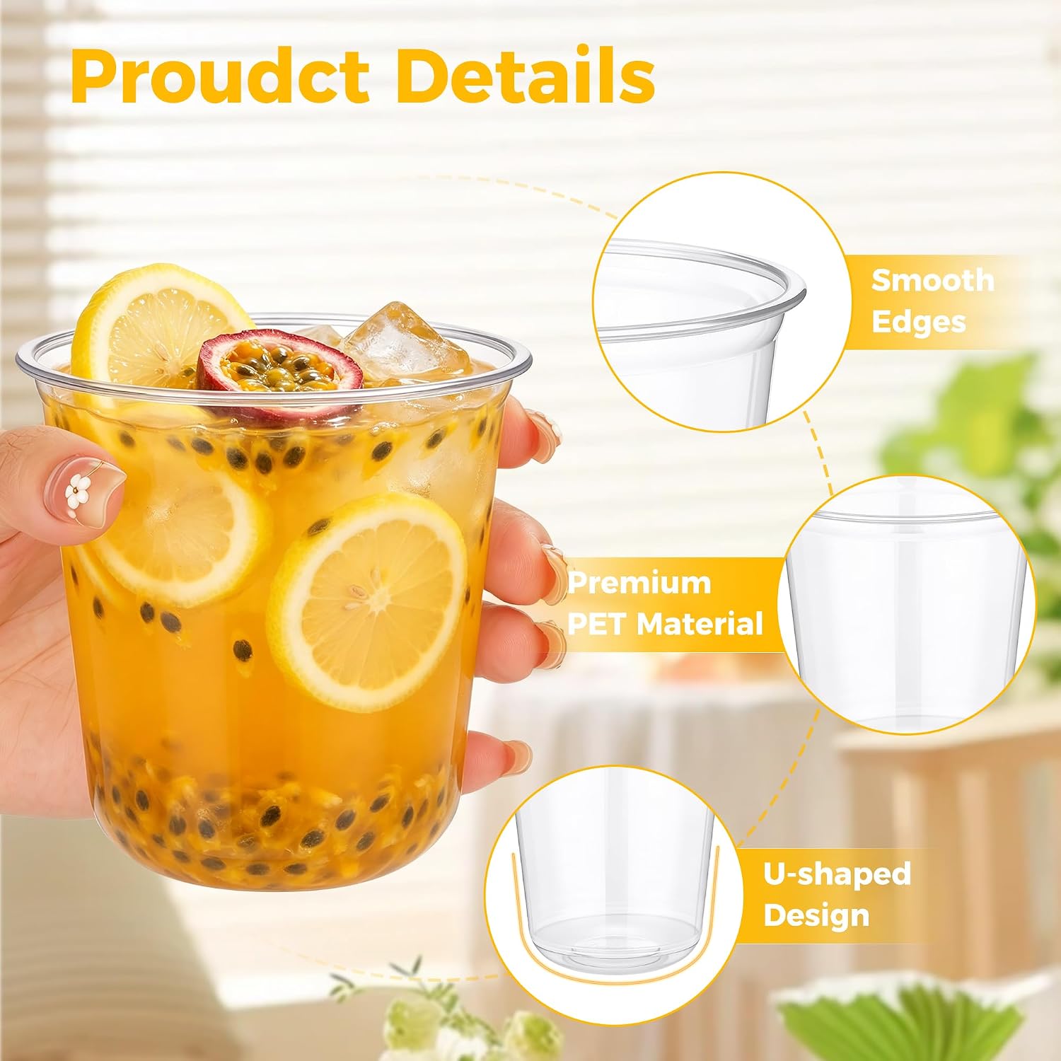 KesaPlan 150 Pcs 12oz Plastic Clear Cups, Disposable Wine Cocktail Glasses image 4