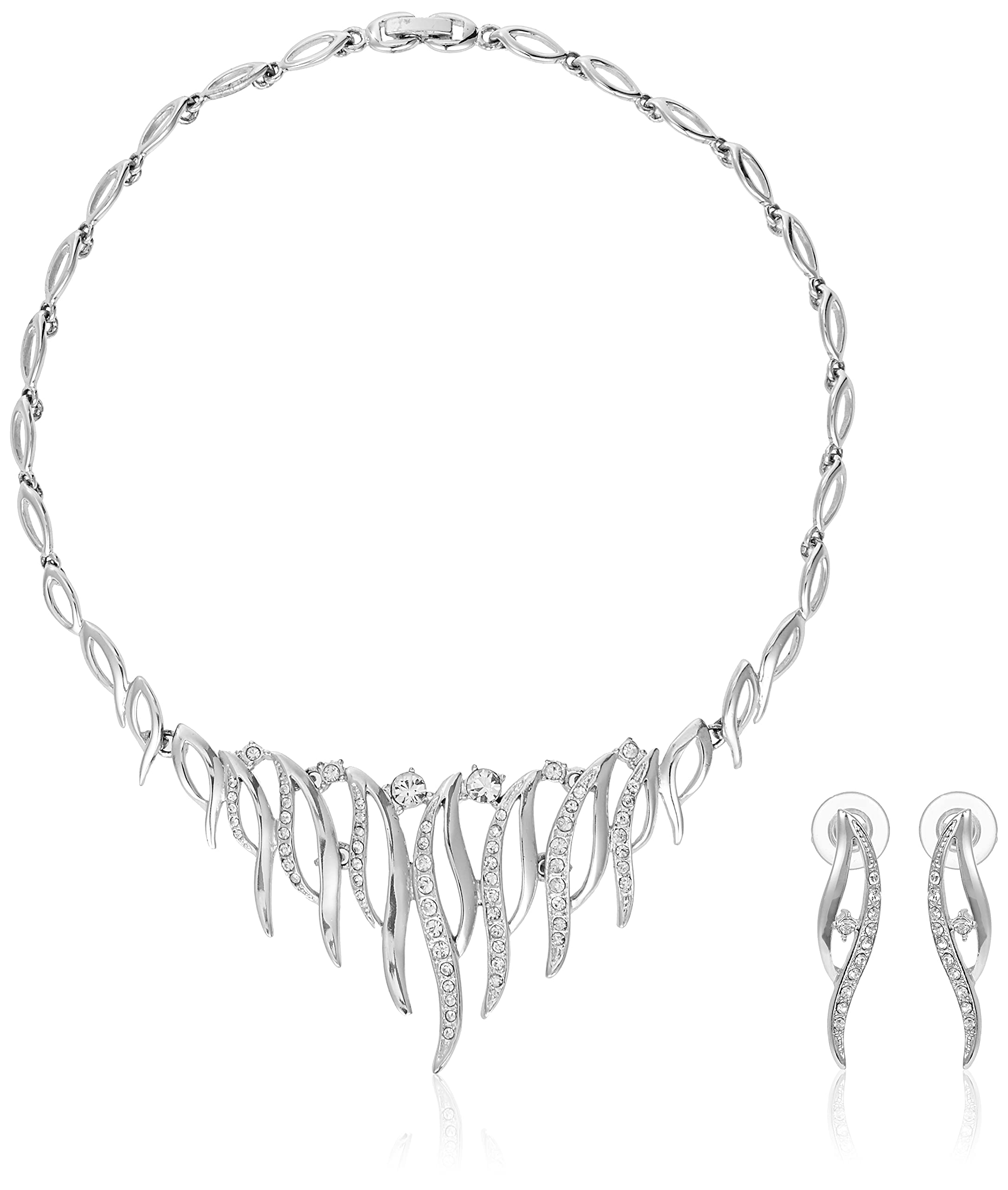 EsteleGold and Silver Plated Flaming Passion Necklace With Earrings For Women