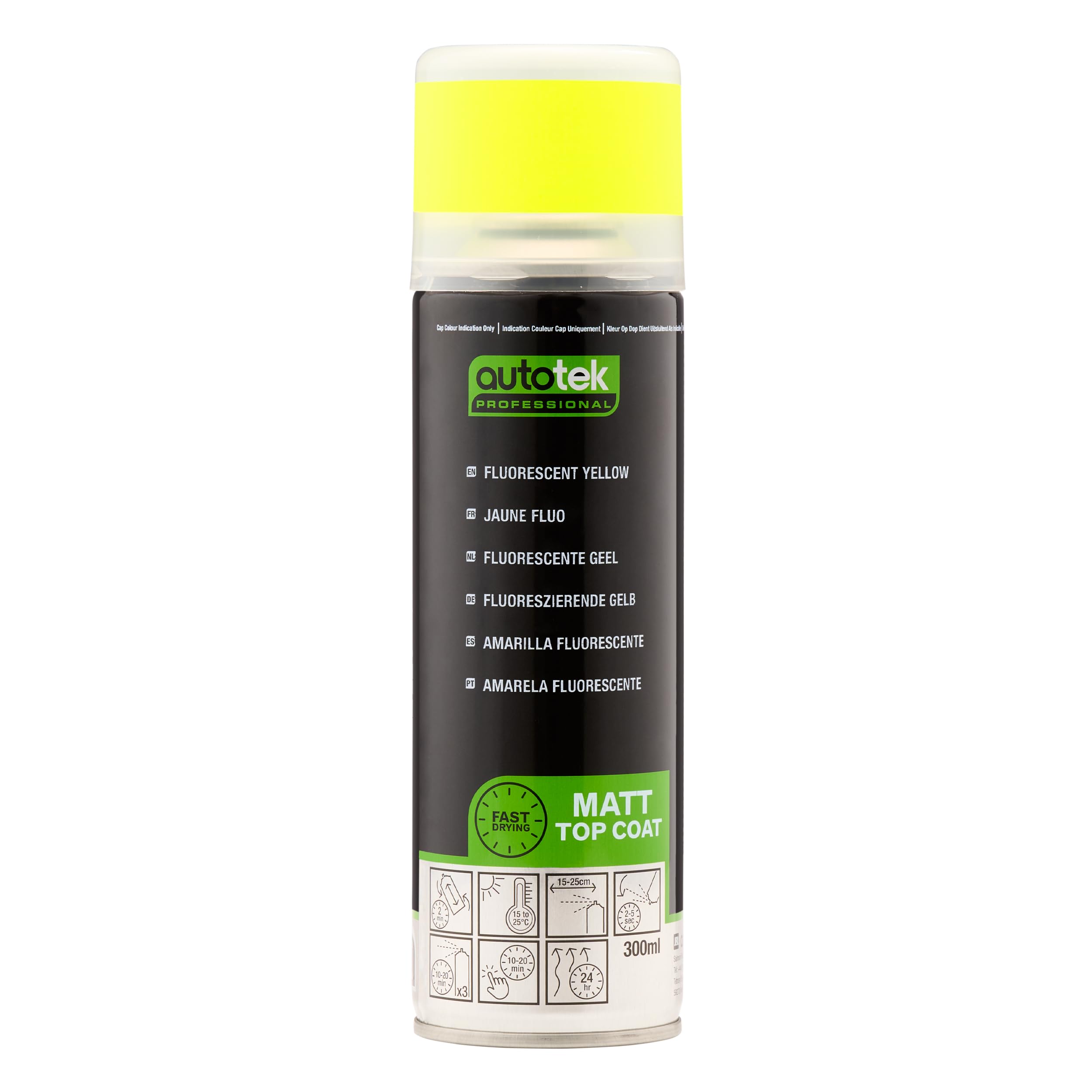 Autotek Extra Bright Fluorescent Yellow Spray Paint 300ml – High Visibility Matt Aerosol Paint, Fast Drying, Neon Finish for Safety Signs, Bikes, Skips, Warning Markings & Equipment
