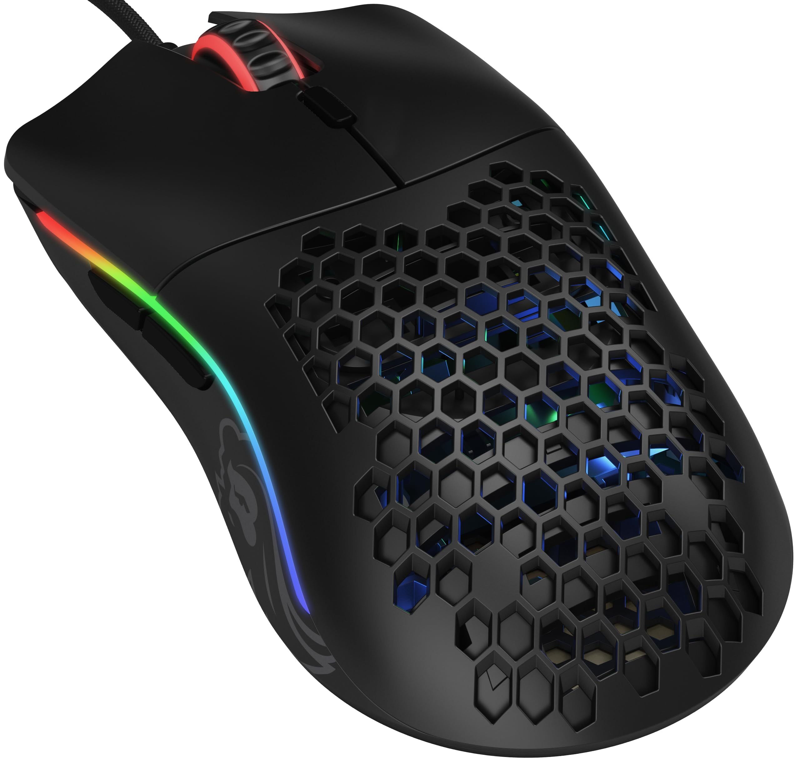 GLORIOUS Gaming Model O Wired Gaming Mouse – superleichtes Wabendesign mit 67 g, RGB-Beleuchtung, Pixart 3360 Sensor, Omron-Schaltern, beidhändig – Mattschwarz